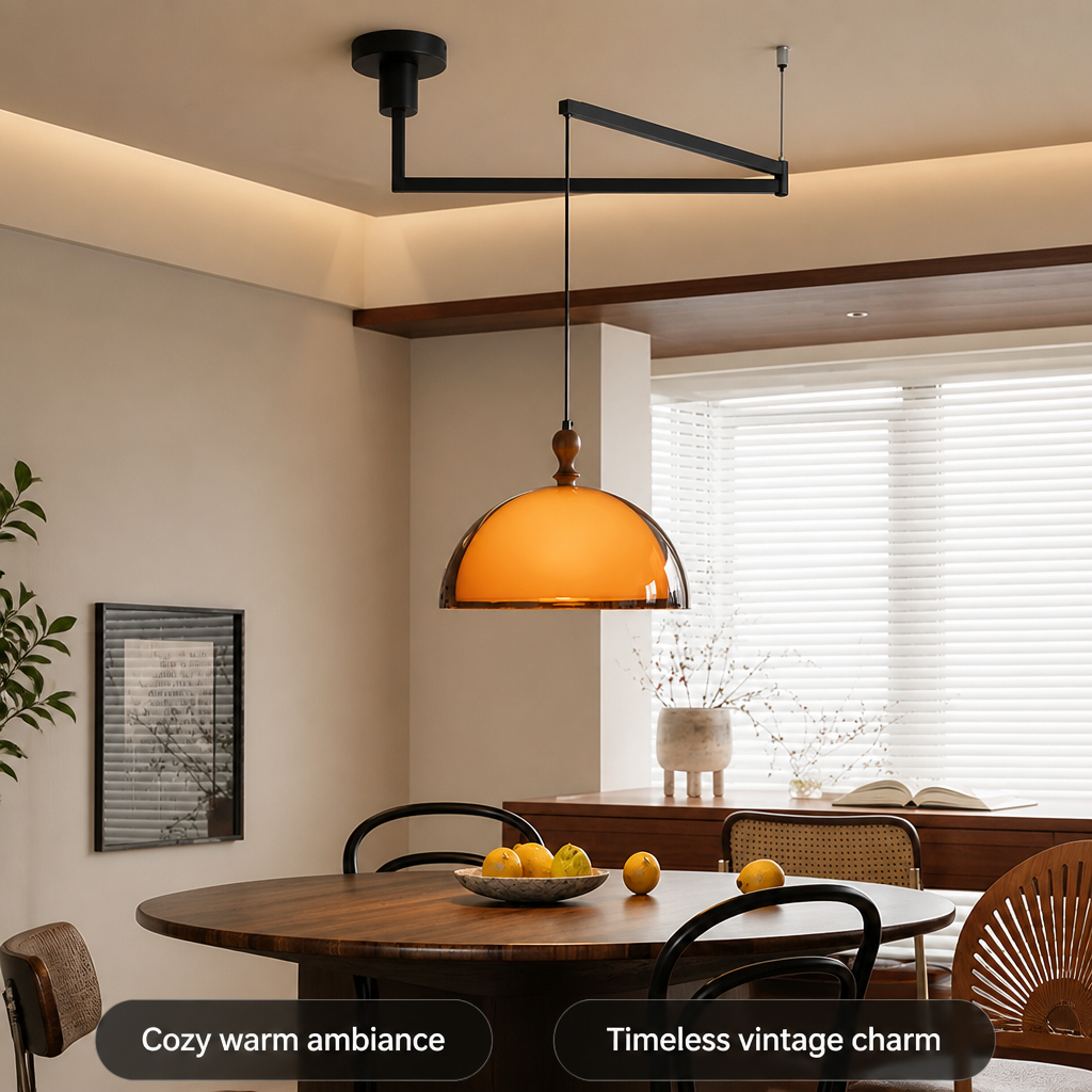 Bauhaus-Style Brown LED Adjustable Hanging Pendant Light