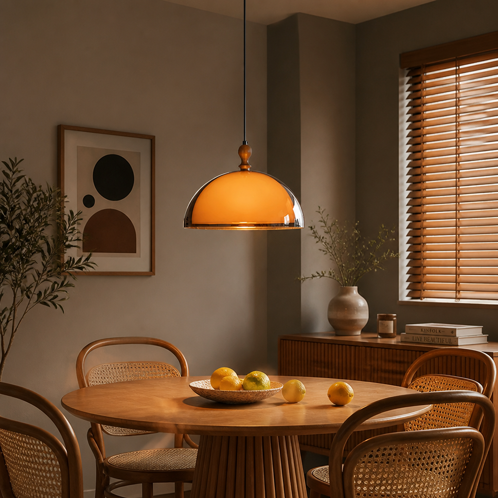 Bauhaus-Style Brown LED Adjustable Hanging Pendant Light