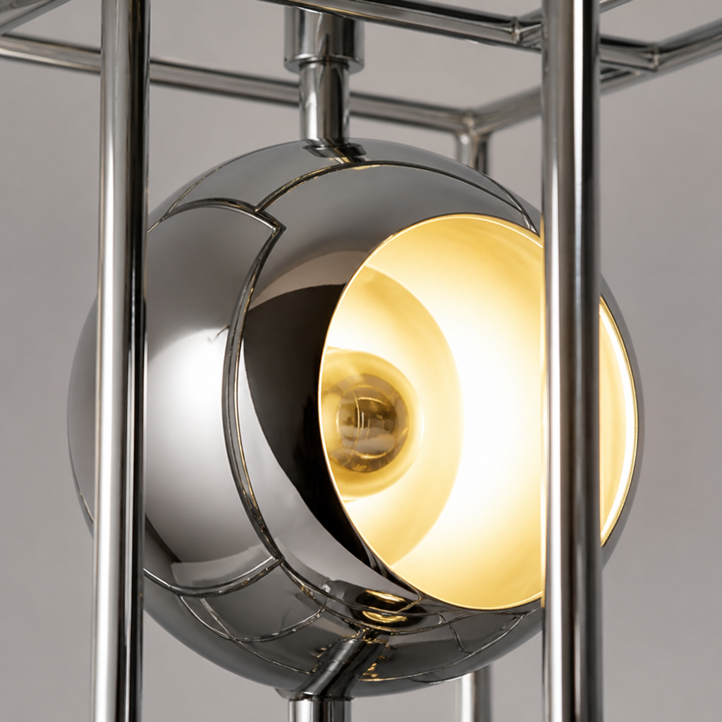 Bauhaus-Style Chrome Metal LED Floor Lamp