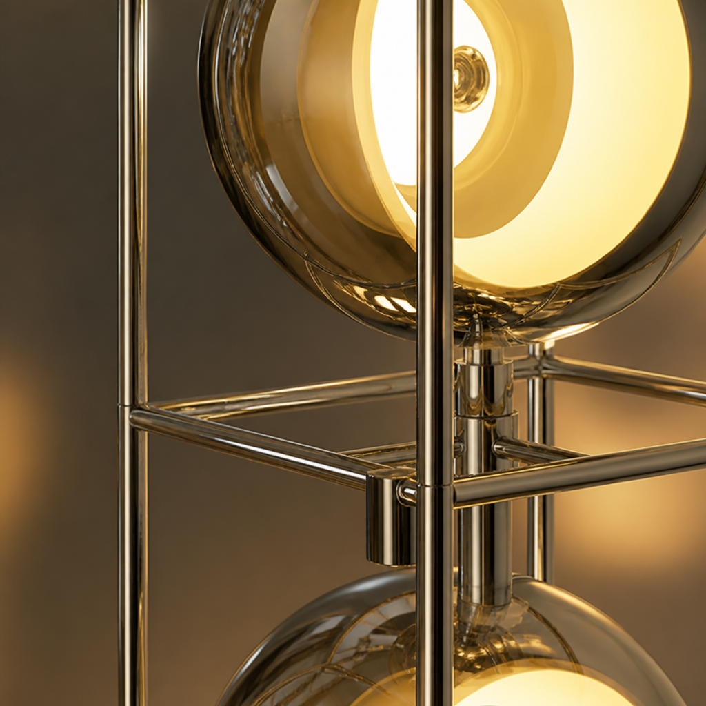 Bauhaus-Style Chrome Metal LED Floor Lamp