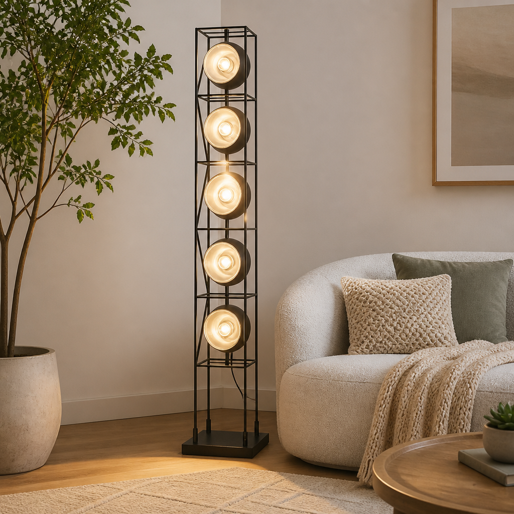 Bauhaus-Style Chrome Metal LED Floor Lamp