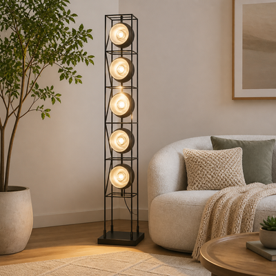 Bauhaus-Style Chrome Metal LED Floor Lamp