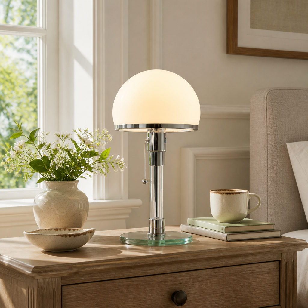 Bauhaus-Style Glass & Iron Touch Table Lamp
