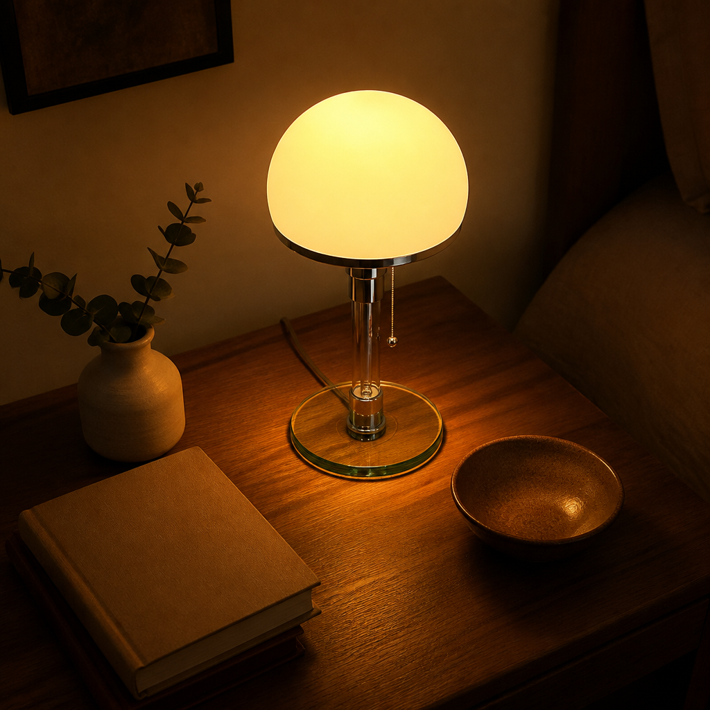 Bauhaus-Style Glass & Iron Touch Table Lamp