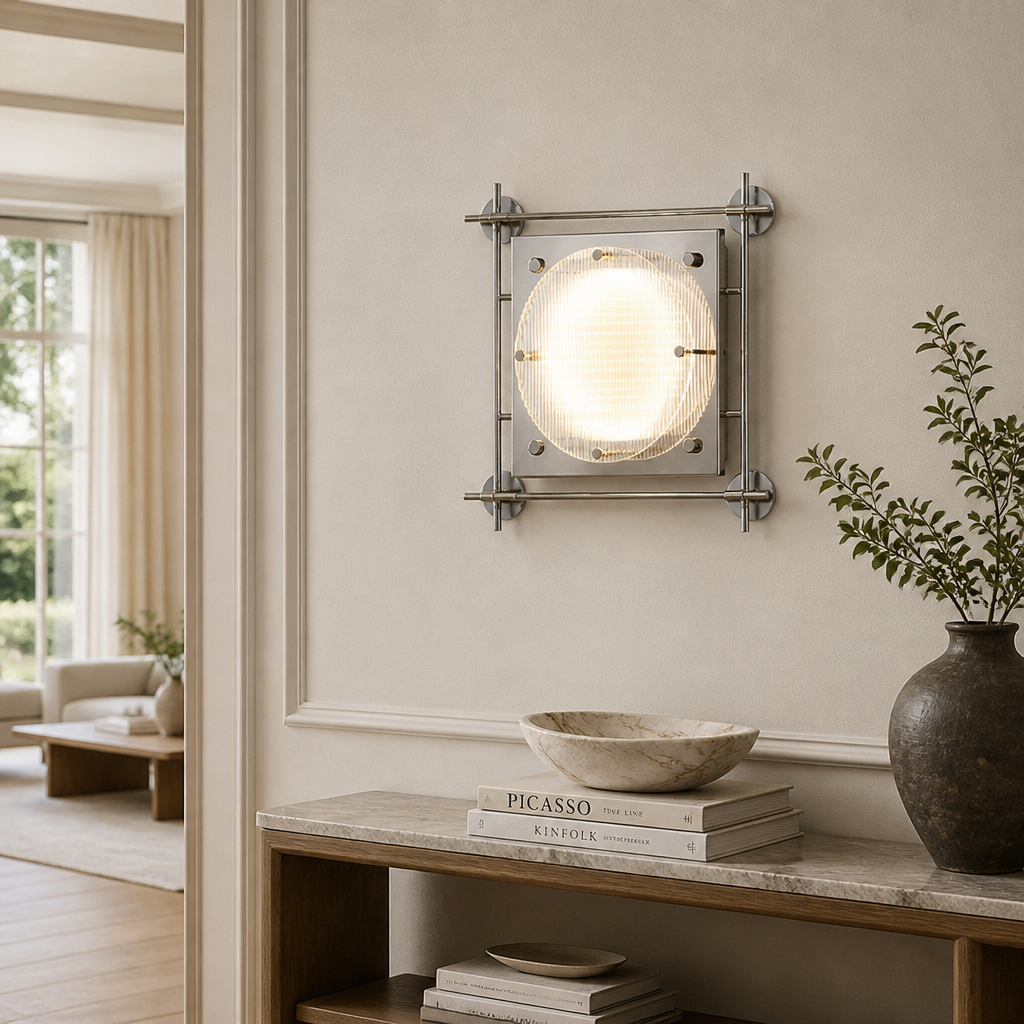 Bauhaus-Style Ice Glass LED Three-Color Wall Sconce