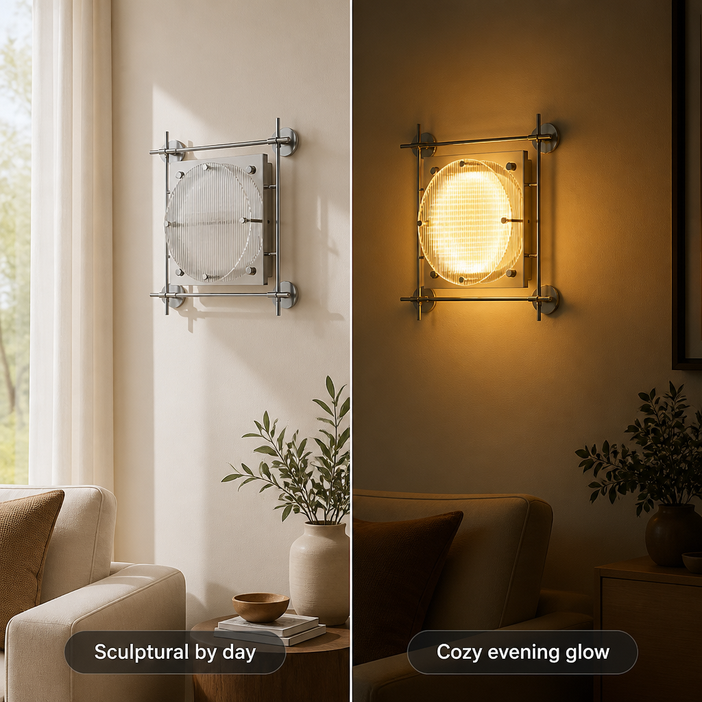 Bauhaus-Style Ice Glass LED Three-Color Wall Sconce