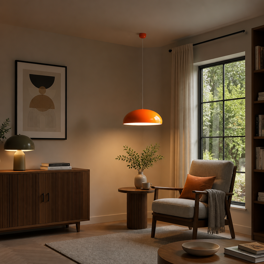 Bauhaus-Style Metal Round Chandelier