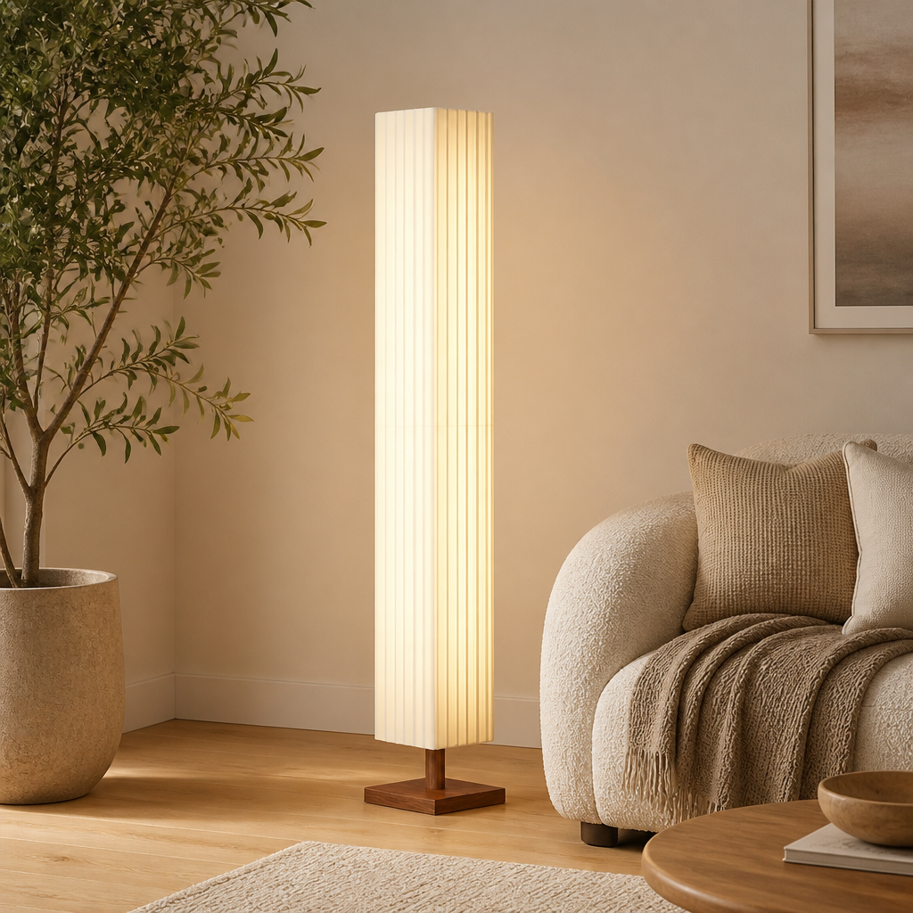 Bauhaus-Style Wood LED Hand-Knitted Floor Lamp