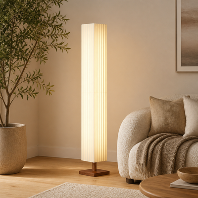 Bauhaus-Style Wood LED Hand-Knitted Floor Lamp