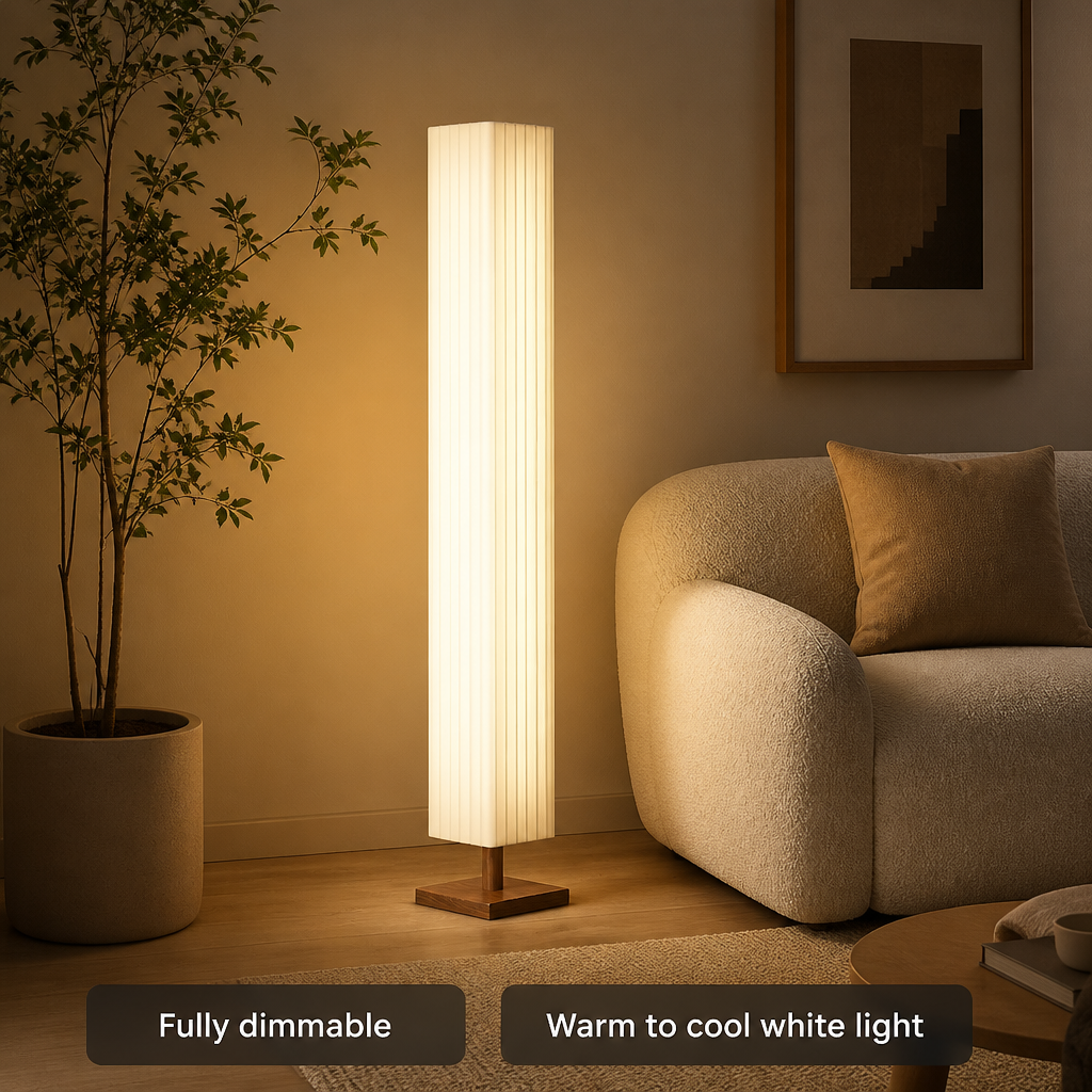 Bauhaus-Style Wood LED Hand-Knitted Floor Lamp