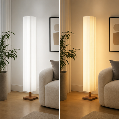 Bauhaus-Style Wood LED Hand-Knitted Floor Lamp