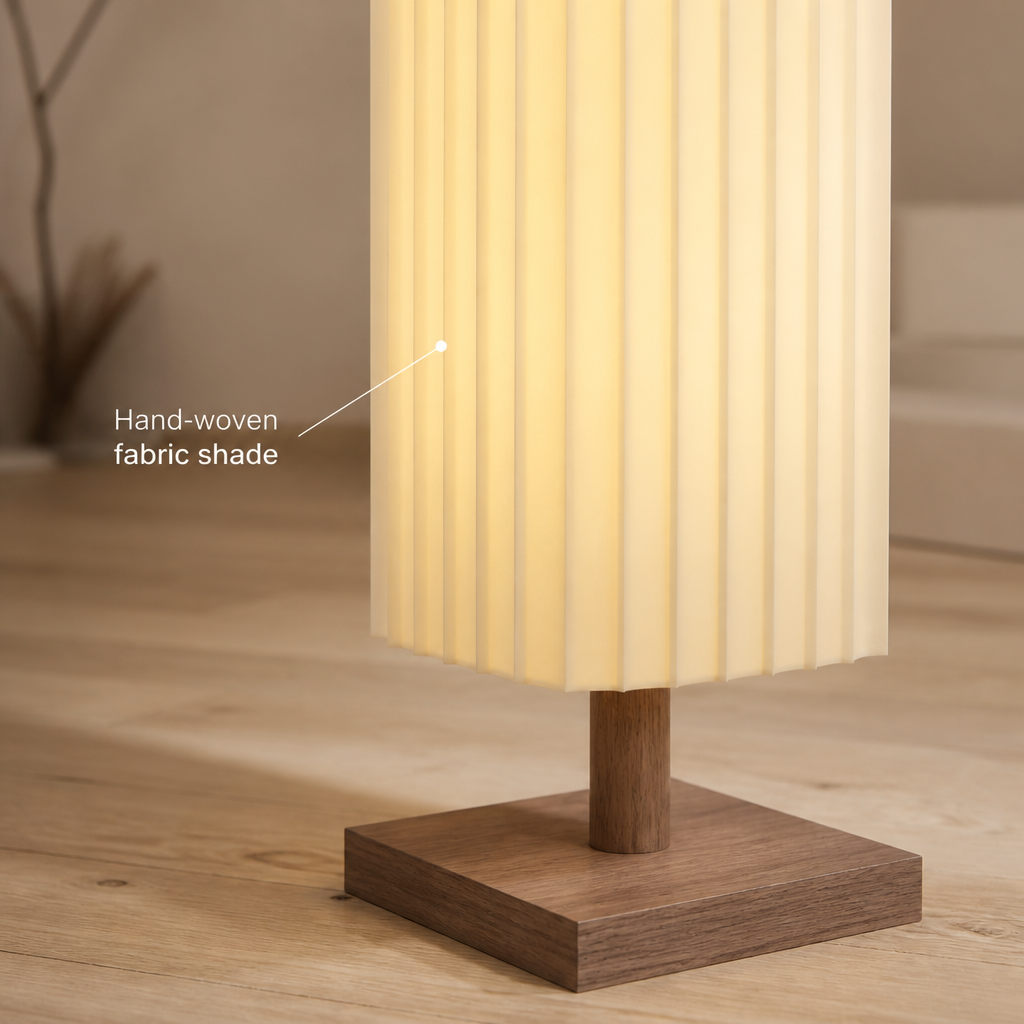 Bauhaus-Style Wood LED Hand-Knitted Floor Lamp
