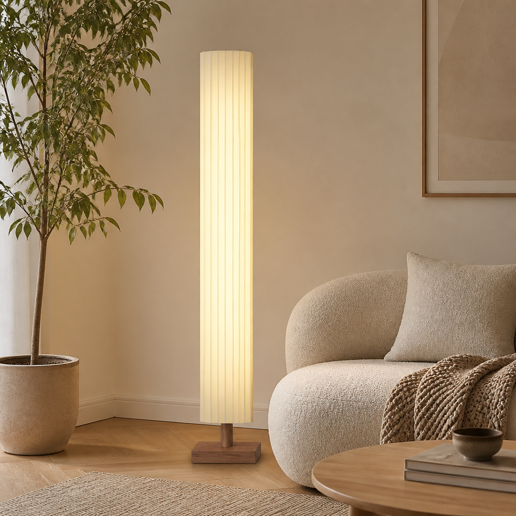 Bauhaus-Style Wood LED Hand-Knitted Floor Lamp