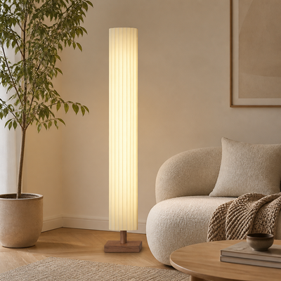 Bauhaus-Style Wood LED Hand-Knitted Floor Lamp
