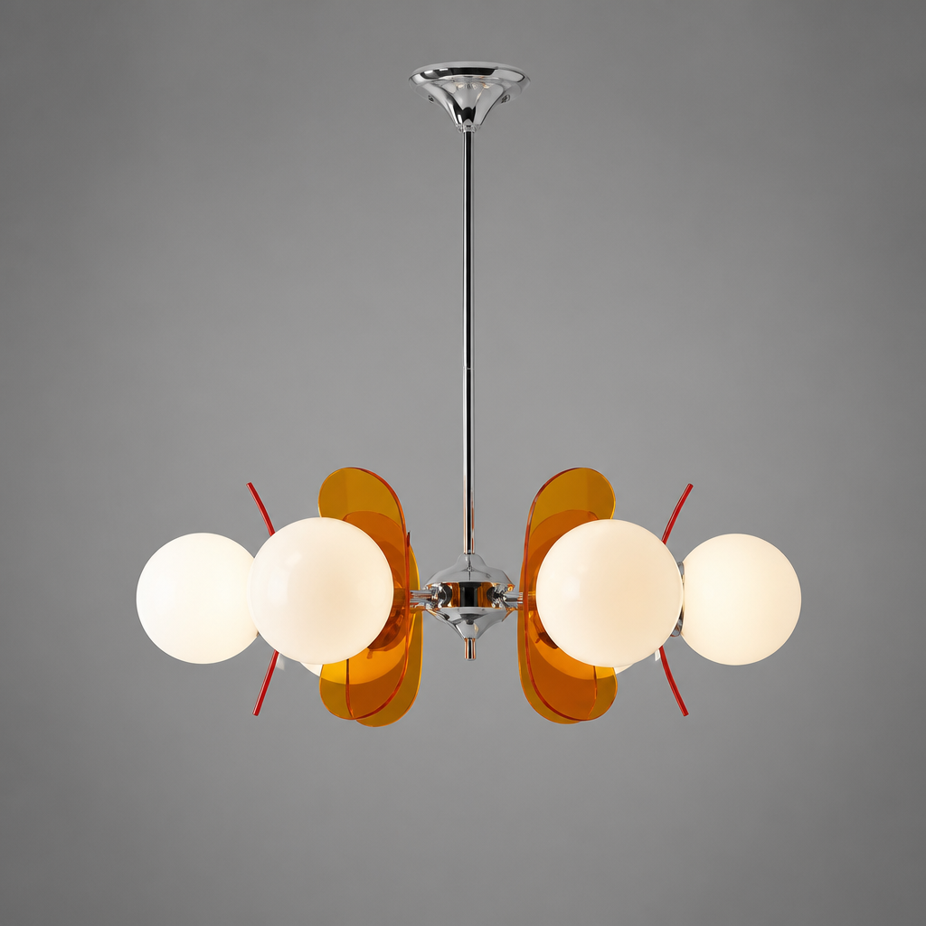 Bauhaus-Style Wood & Metal Magic Bean Chandelier