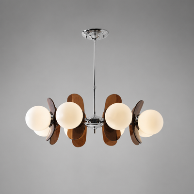 Bauhaus-Style Wood & Metal Magic Bean Chandelier