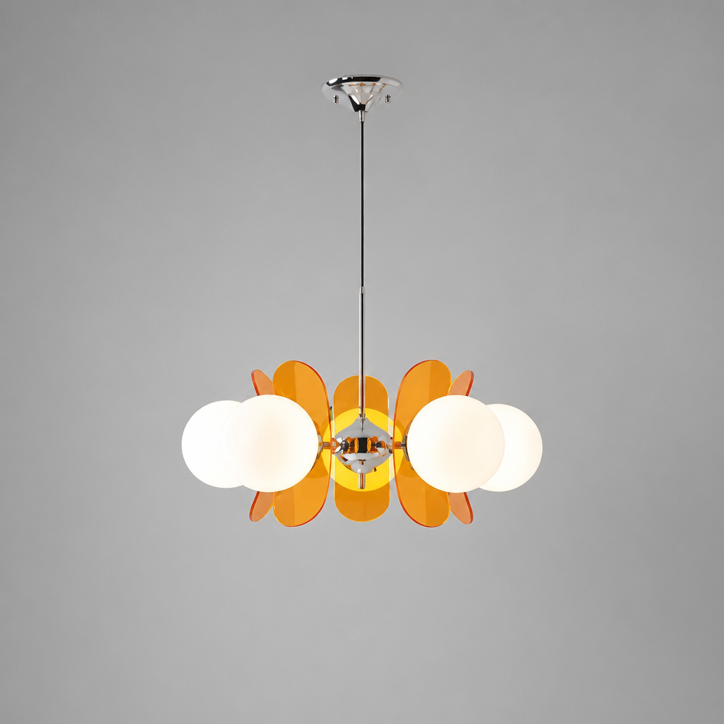 Bauhaus-Style Wood & Metal Magic Bean Chandelier