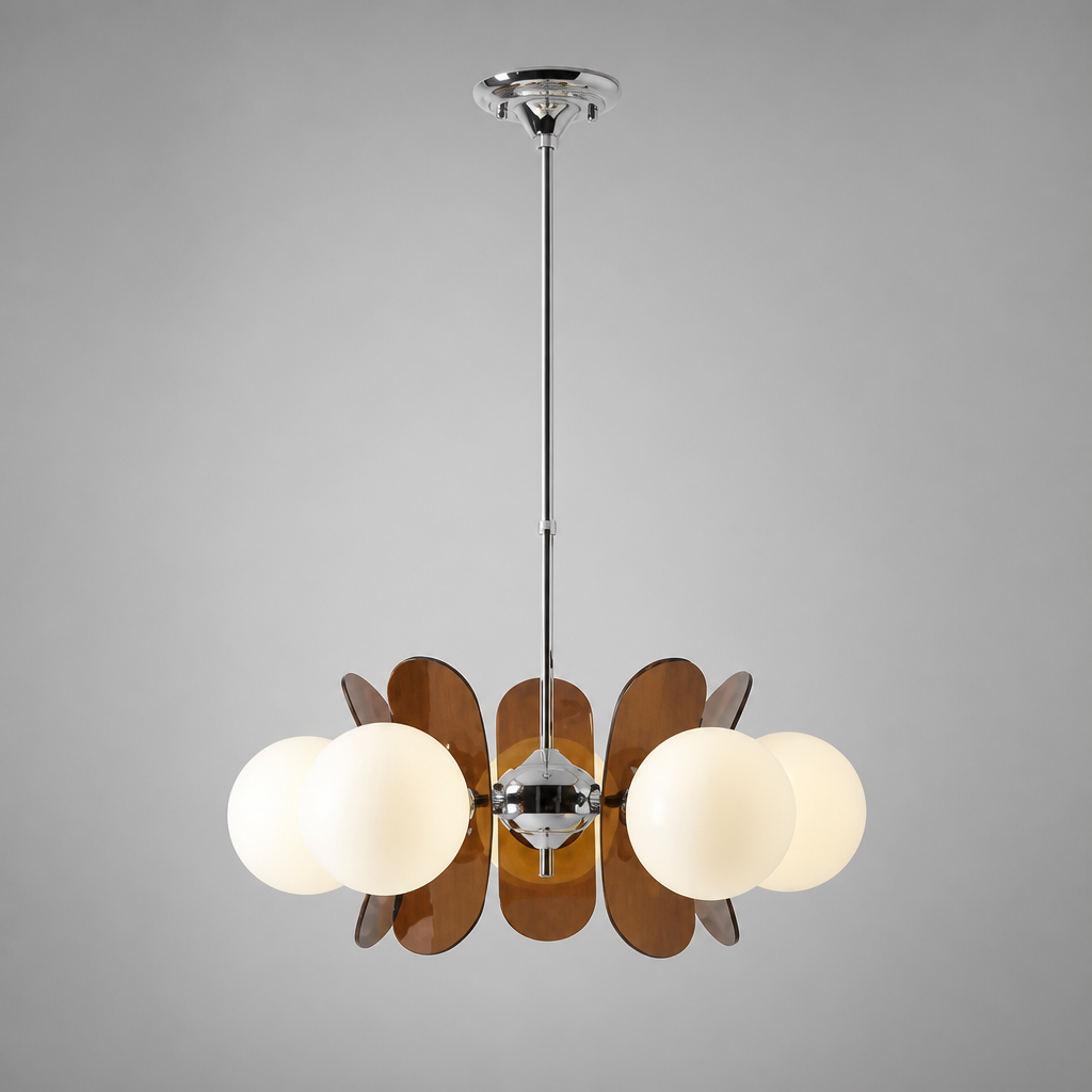 Bauhaus-Style Wood & Metal Magic Bean Chandelier