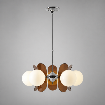 Bauhaus-Style Wood & Metal Magic Bean Chandelier