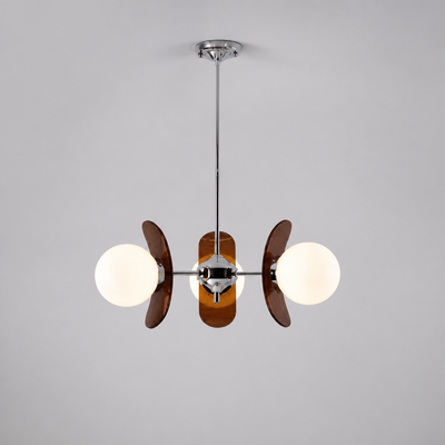 Bauhaus-Style Wood & Metal Magic Bean Chandelier
