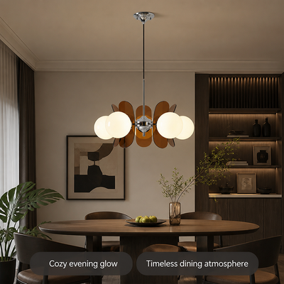 Bauhaus-Style Wood & Metal Magic Bean Chandelier