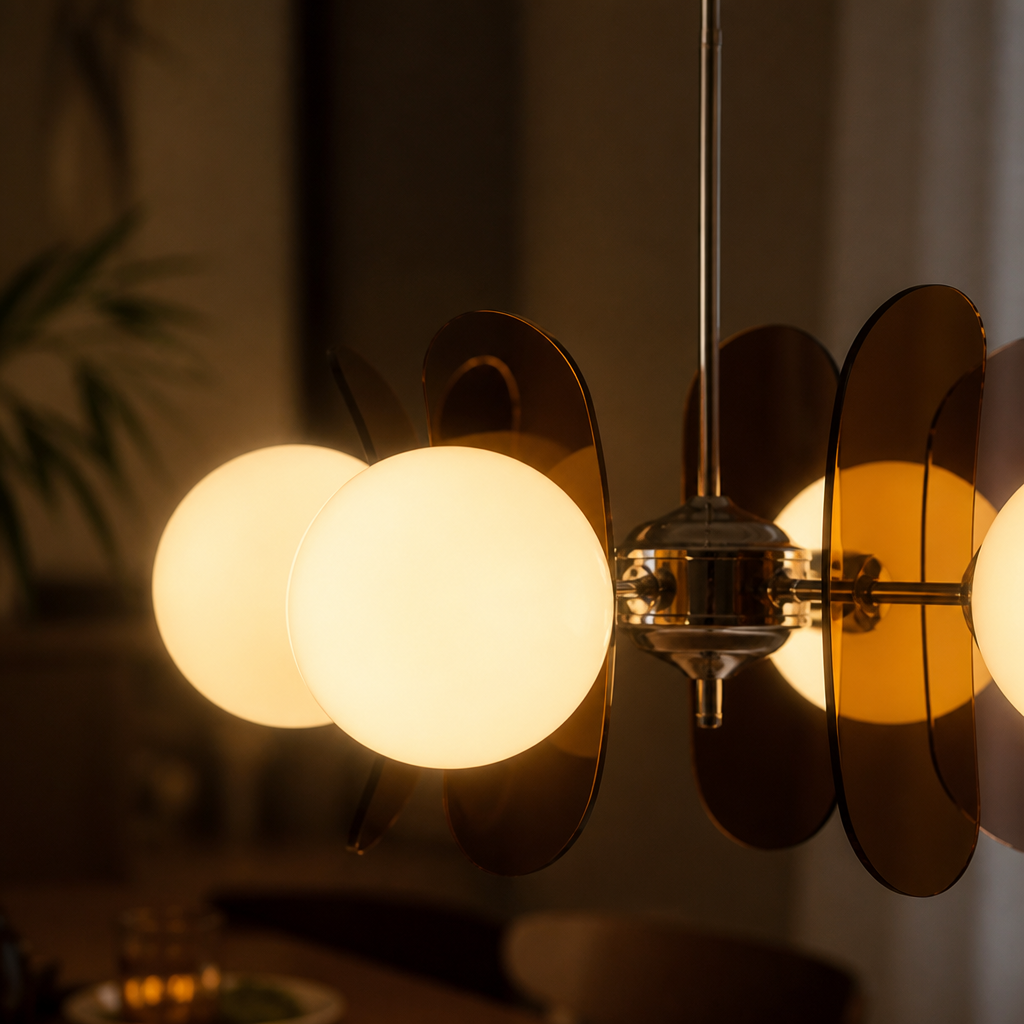 Bauhaus-Style Wood & Metal Magic Bean Chandelier