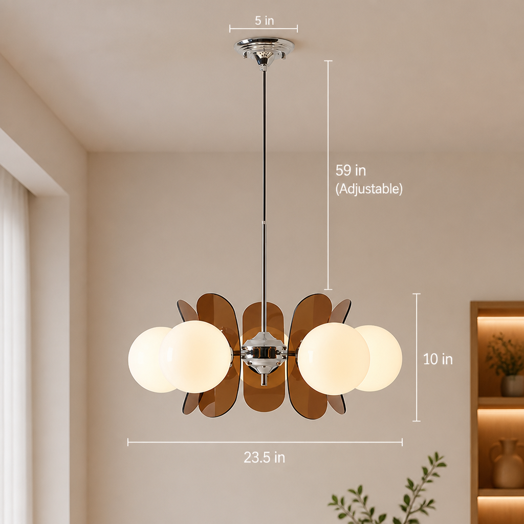 Bauhaus-Style Wood & Metal Magic Bean Chandelier