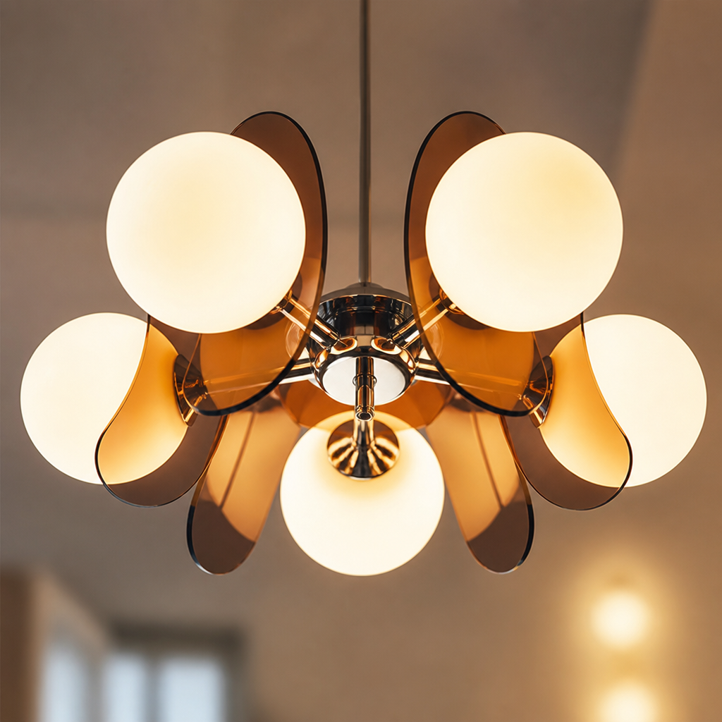 Bauhaus-Style Wood & Metal Magic Bean Chandelier
