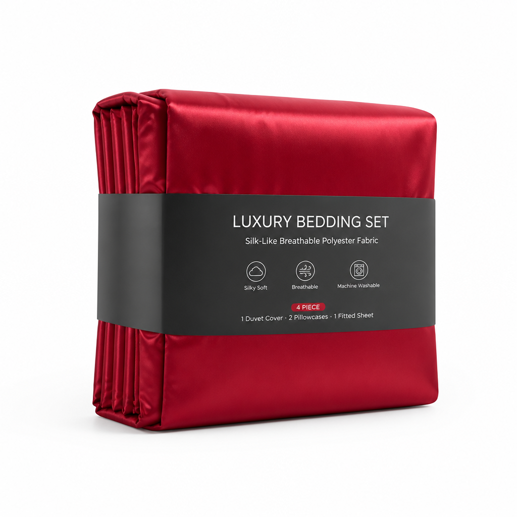 Bedding Set Silk-Like Breathable Polyester 4-Piece