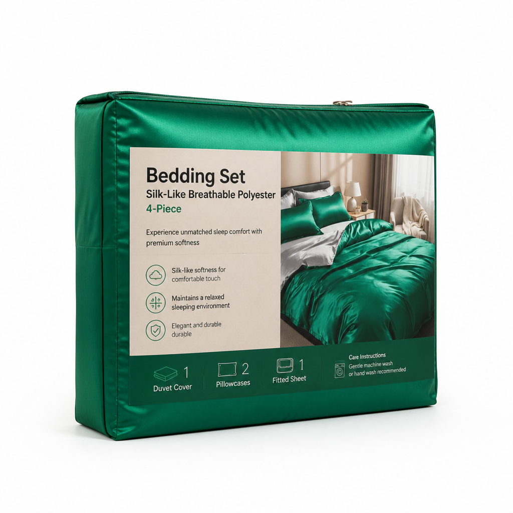 Bedding Set Silk-Like Breathable Polyester 4-Piece