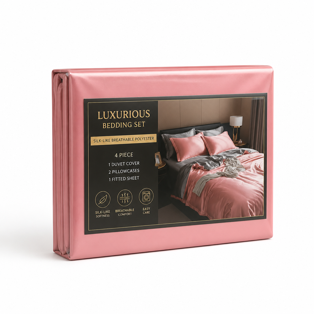 Bedding Set Silk-Like Breathable Polyester 4-Piece