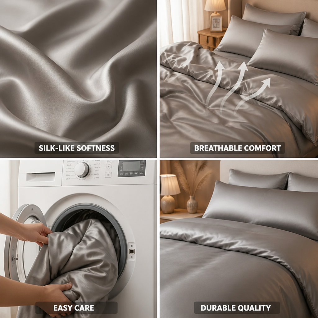 Bedding Set Silk-Like Breathable Polyester 4-Piece