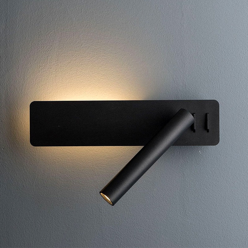 Bedside Wall Light Rotating Reading Spot & Ambient LED