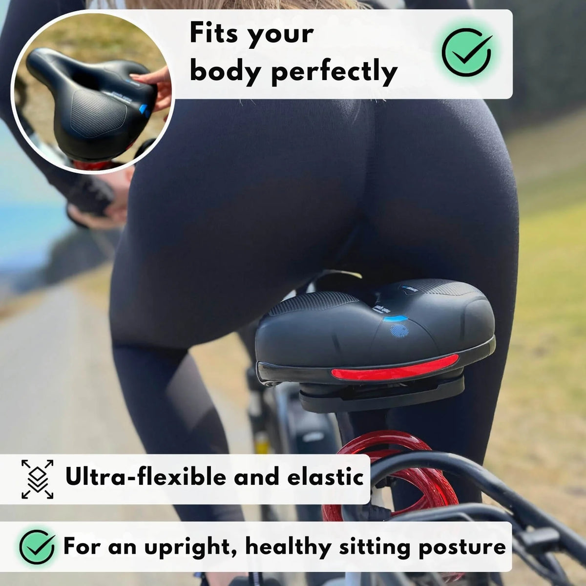 Bike Saddle Ergonomic Memory Foam Shock-Absorbing & Breathable