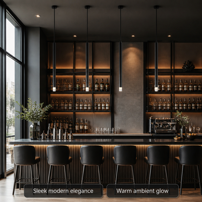 Black Metal & Glass 4-Light Pendant Light