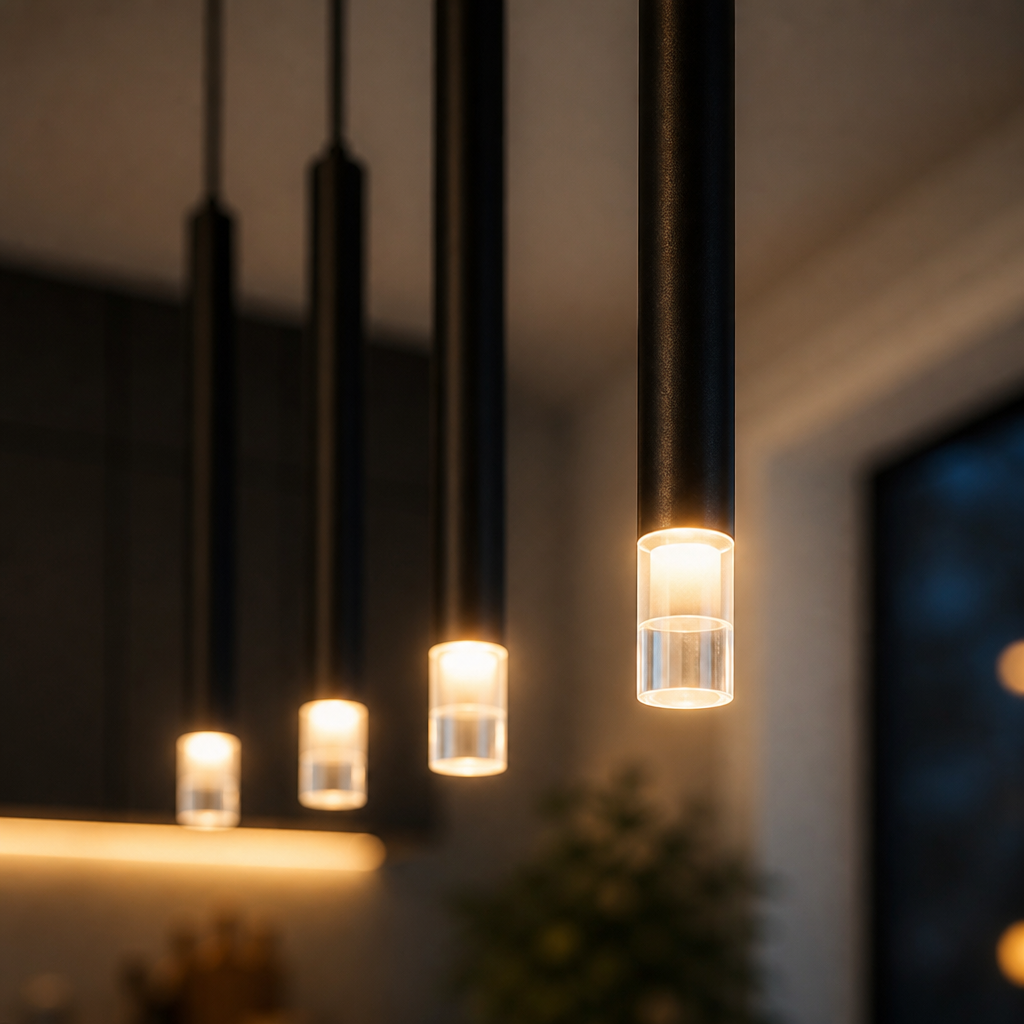 Black Metal & Glass 4-Light Pendant Light