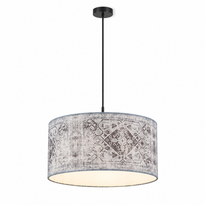Blue-Grey Fabric Height-Adjustable Pendant Light