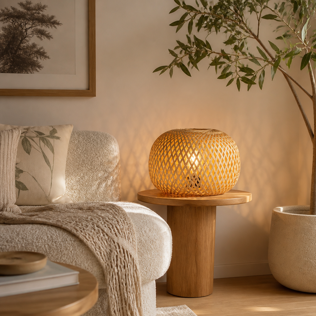 Boho Bamboo Dome Pendant Light