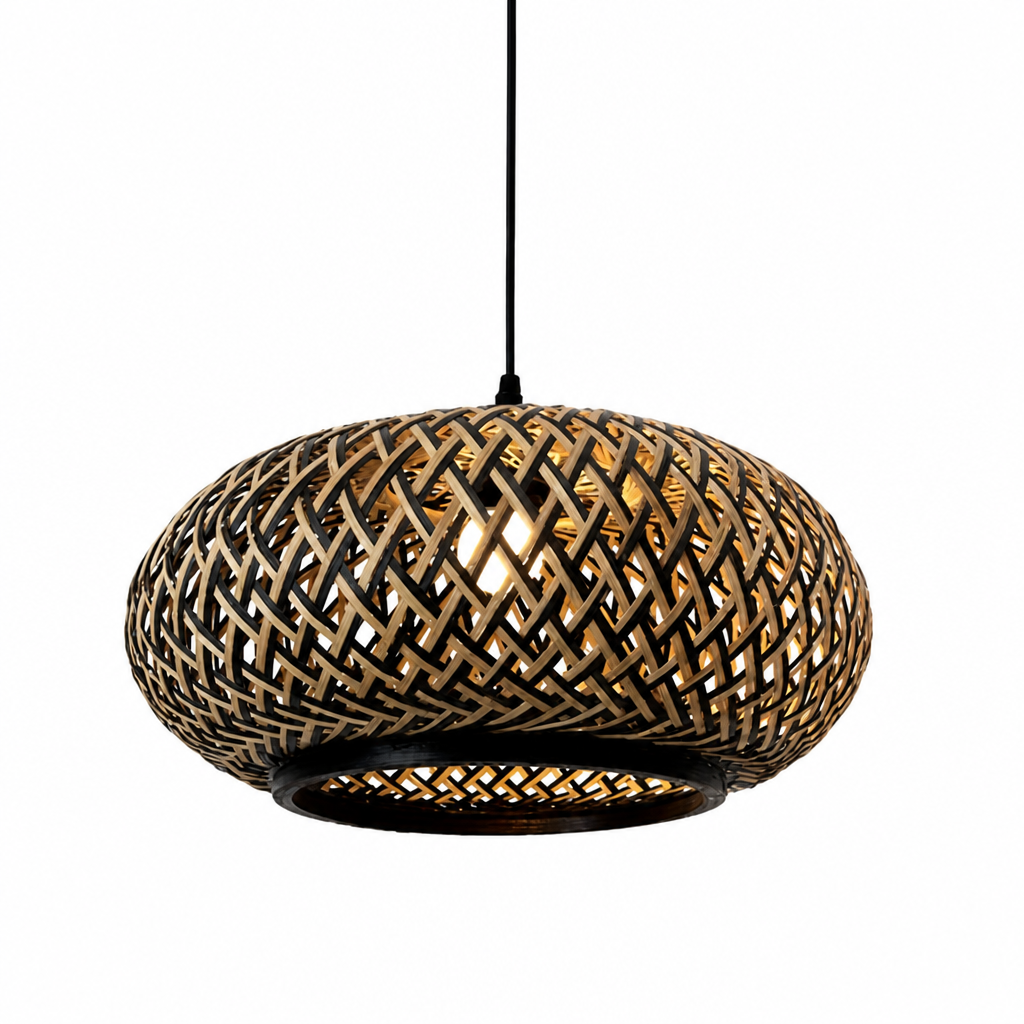 Boho Bamboo Patchwork Pendant Light