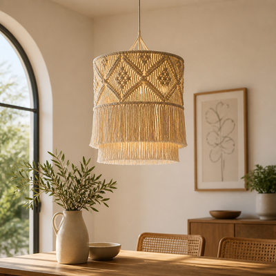 Boho Beige Rope Pendant Light