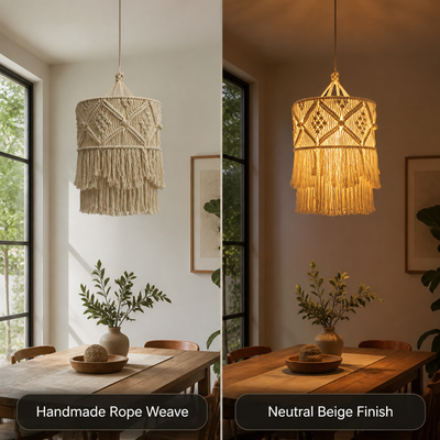 Boho Beige Rope Pendant Light