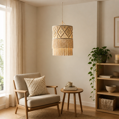 Boho Beige Rope Pendant Light