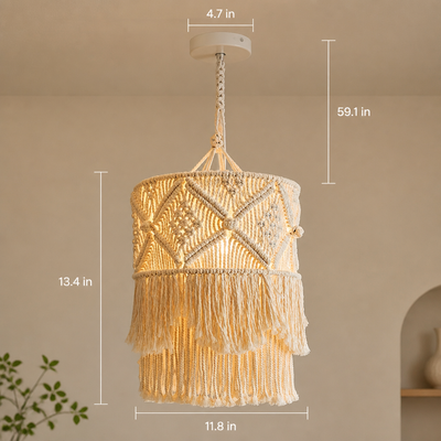 Boho Beige Rope Pendant Light