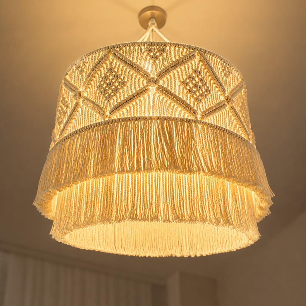 Boho Beige Rope Pendant Light