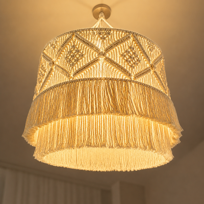 Boho Beige Rope Pendant Light