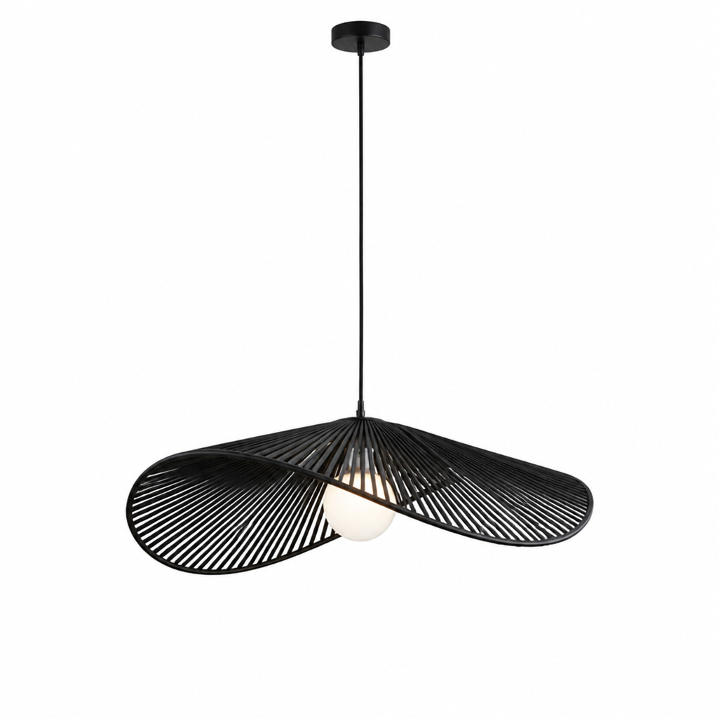 Boho Black Rattan Handwoven Pendant Light