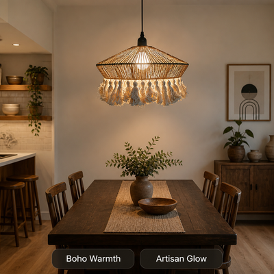 Boho Cotton Rope Tassel Pendant Light