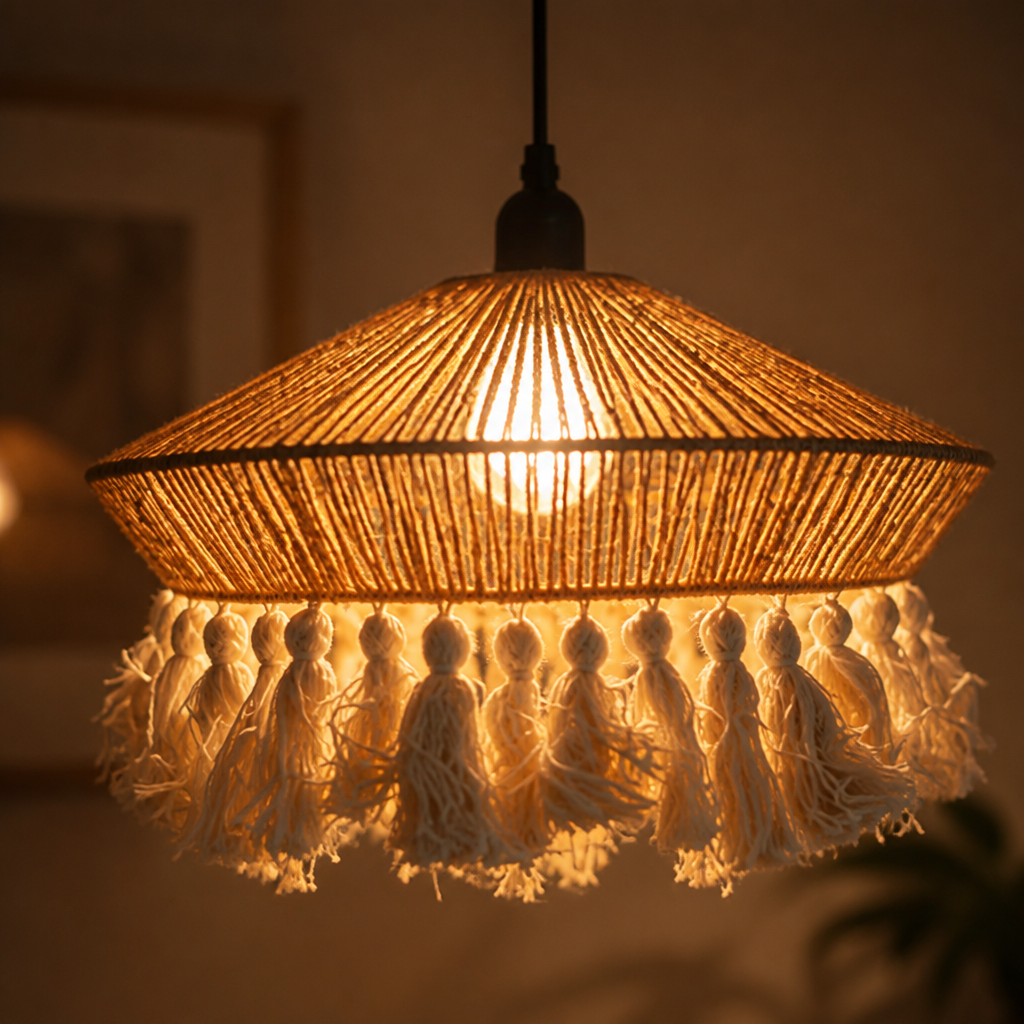 Boho Cotton Rope Tassel Pendant Light