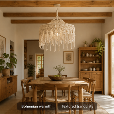 Boho Cotton Tassel Pendant Light