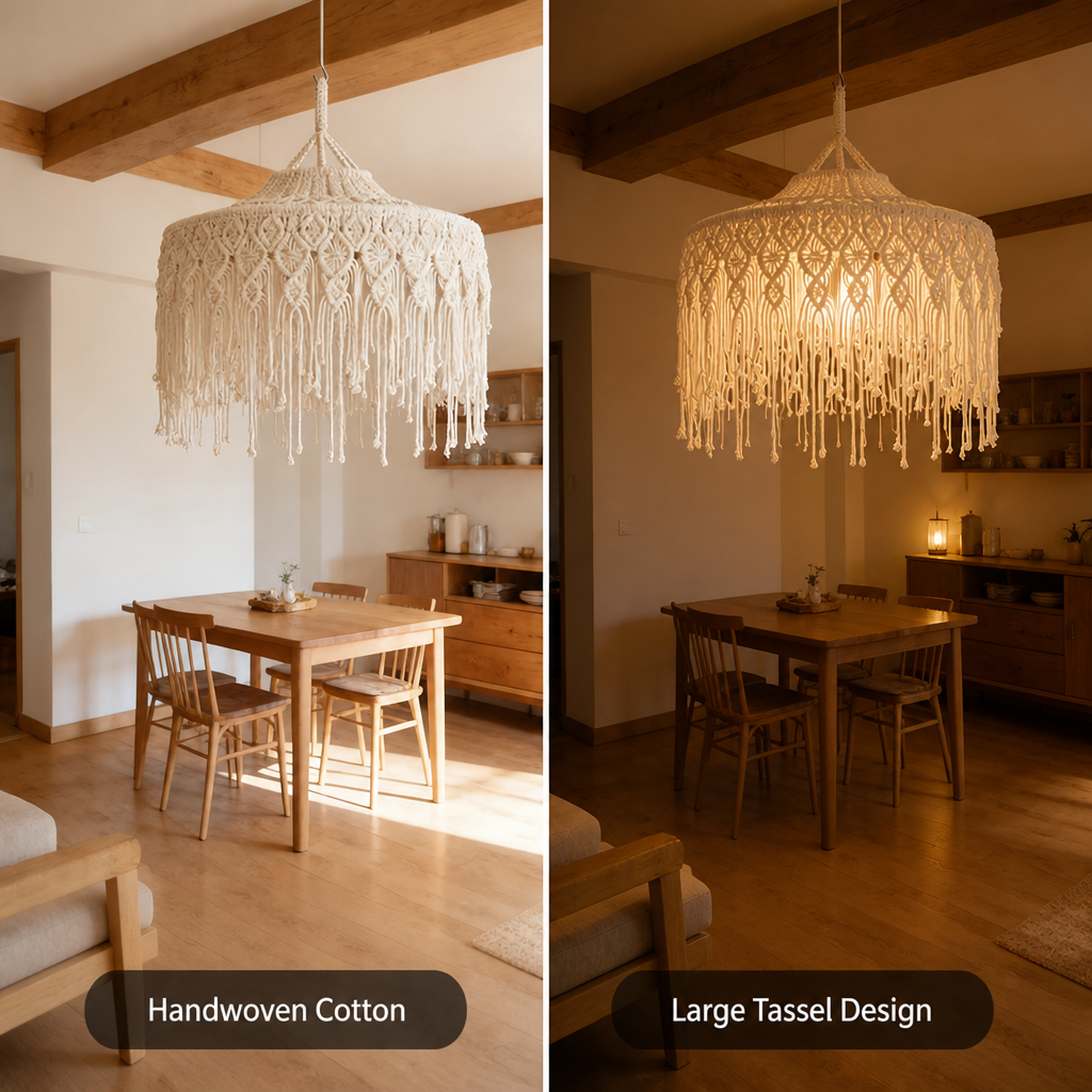 Boho Cotton Tassel Pendant Light